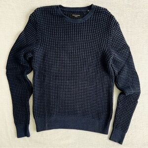 All Saints Textured Dark Blue Crewneck Sweater